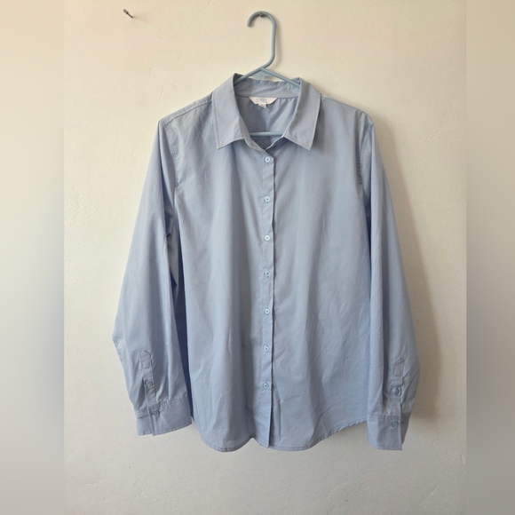 NEW Time & Tru Blue Cotton Blouse Top Professional Workwear Office Career XL - Picture 1 of 8